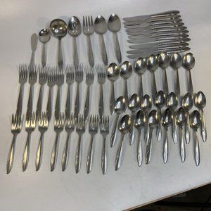 Oneida Oneidacraft Deluxe PROFILE Stainless Flatware 54 pc w Serving pcs Nice